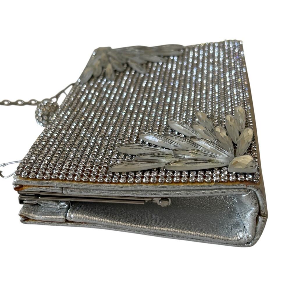 Rhinestone Evening Clutch Bag Crystal Crystal Embellished Party Purse Vintage - Picture 5 of 10